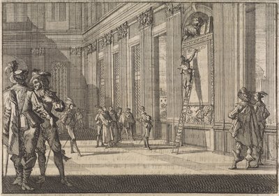 Venetsialaisten kirjoitusten restaurointi Vatikaanin palatsissa Roomassa, 1643 tekijältä Caspar Luyken