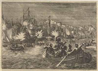 Espanjan laivasto Scheldtillä, jonka hollantilaiset vangitsivat ja polttivat, 1631 tekijältä Caspar Luyken