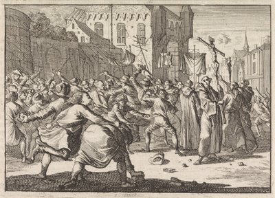 Danzigissa kulkue tervehtii kiviportailla, 1678 tekijältä Caspar Luyken
