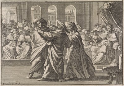 Urban VIII:n vaalien aikana kardinaali Borja ja kardinaali Antonio Barberini iskevät, 1632 tekijältä Caspar Luyken