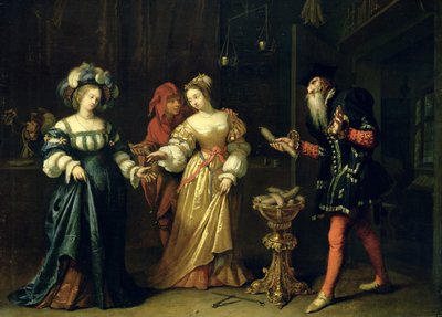 Naamioitu jokeri, 1668 tekijältä Caspar Netscher