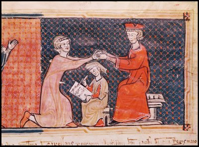 Kuninkaallinen syyttäjä, kirjanoppinut ja feodaaliherra, Capbreu de Clayra et de Millasista 1292 tekijältä Catalan School