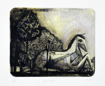 Gentle Horse, 2015 (mokulitoliitografia ja käsiväritys) tekijältä Cathie Pilkington