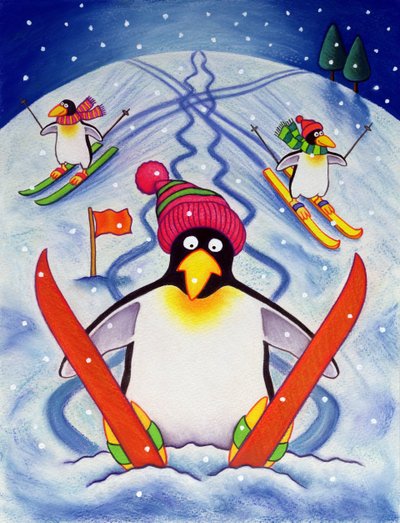 Hiihtoloma, 2000 (wc ja pastelli paperille) tekijältä Cathy Baxter