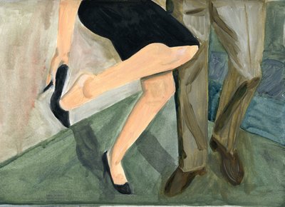 27.09.09 - He tanssivat niin kovaa, että hänen piti ottaa kengät pois, 2009 (öljy paperille) tekijältä Cathy Lomax