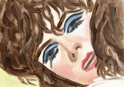 Myrtti (sininen luomiväri), 2024 (öljy paperille) tekijältä Cathy Lomax