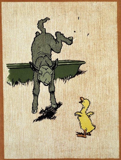 Musta lammas ja ankanpoikanen - piirustus Cecil Aldin tekijältä Cecil Charles Windsor Aldin