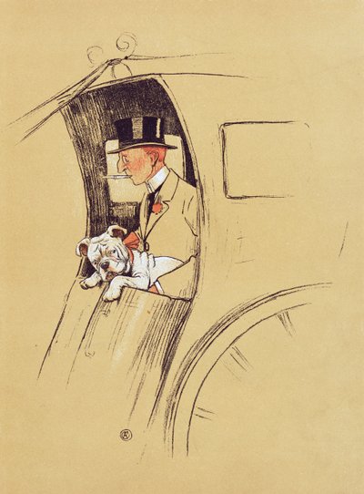 Hansom Cab (liitu ja värikynä paperilla) tekijältä Cecil Charles Windsor Aldin