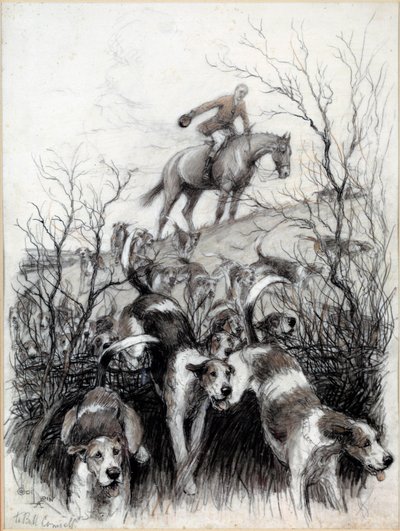 Metsästyskohta Englannissa: Cecil Aldinin (1870-1935) koirien piirustus 1800-luvun yksityiskokoelma tekijältä Cecil Charles Windsor Aldin
