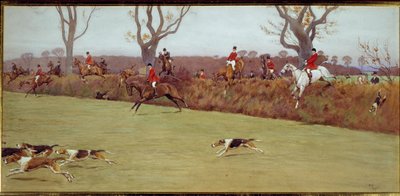 Metsästyskohtaus, miehistön Blackmoor Watercolour Cecil Aldinin (1870-1935) 1800-luvun yksityinen kokoelma tekijältä Cecil Charles Windsor Aldin