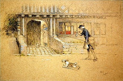 Paluu kotiin (värinen liitu sävytetylle paperille) tekijältä Cecil Charles Windsor Aldin
