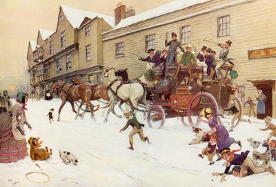 Jouluvalmentaja Bell Innissä, Hurley, 1830 tekijältä Cecil Charles Windsor Aldin