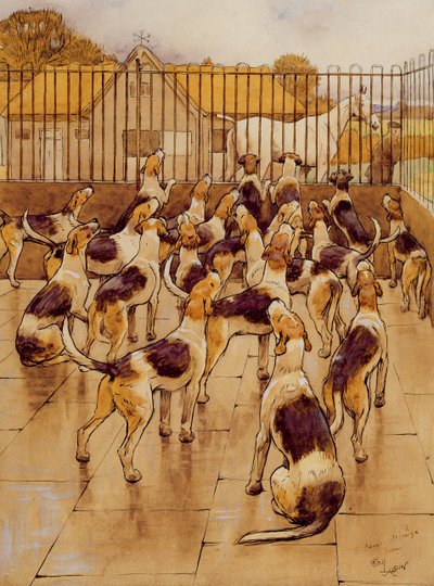 Koirat alkoivat yhtäkkiä ulvoa kuorossa (grafiitti, kynä ja muste ja wc paperilla) tekijältä Cecil Charles Windsor Aldin
