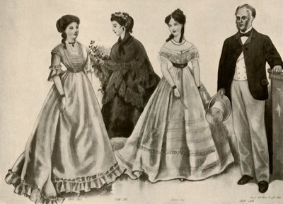 Vaatteet vuosilta 1860-1870, 1907, 1937. tekijältä Cecil W. Trout