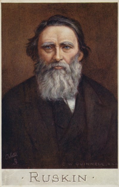 John Ruskin (1819-1900), englantilainen kirjailija, taidekriitikko, taiteilija ja sosiaalinen ajattelija tekijältä Cecil Watson Quinnell