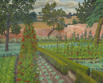 Sota-ajan puutarha (öljy kankaalle) tekijältä Cedric Morris