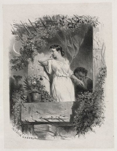 Parvekkeella, 1842. tekijältä Celestin Francois Nanteuil