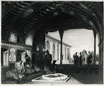 Peilisali Jerevanin Sardarin palatsissa, kirjoittanut Celestin Francois Nanteuil (1813-1873), Armenia tekijältä Celestin Francois Nanteuil
