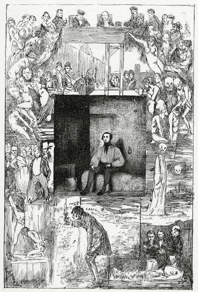 Vangin viimeinen päivä, 1800-luku (bw-kaiverrus) tekijältä Celestin Francois Nanteuil