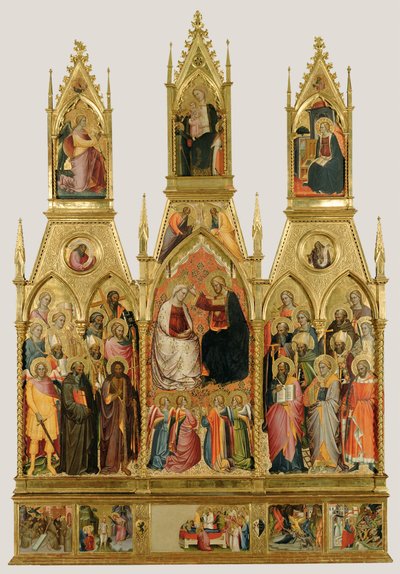 Polyptych kanssa Neitsyt ja pyhien kruunajaiset tekijältä Cenni di Francesco