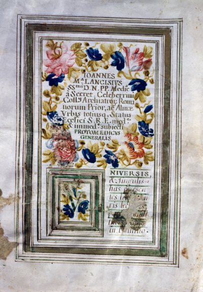 Giovanni Maria Lancisin (1654-1720) Roomassa suorittama lääketieteellinen tutkinto tekijältä Central Italian School