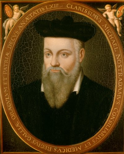 Muotokuva Michel de Nostradamusista, joka tunnetaan nimellä Nostradamus, astrologi tekijältä Cesar Nostradamus