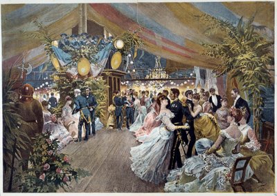 Pallo laivalla Kuvitus Cesare Detti (1847-1914) 1800-luvun Pariisi, Musee Carnavalet tekijältä Cesare Auguste Detti