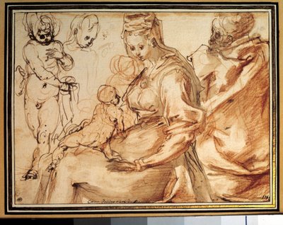 Pyhällä Lavis-perheellä on mustetta, kynää ja verta kirjoittanut Cesare Pollini (noin 1560-noin 1630) 1600-luvun Pariisi, Louvre-museo. tekijältä Cesare Pollini