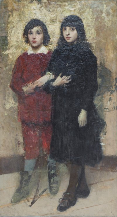 Kaksi serkkua, Cesare Tallone (öljyä kankaalle) tekijältä Cesare Tallone