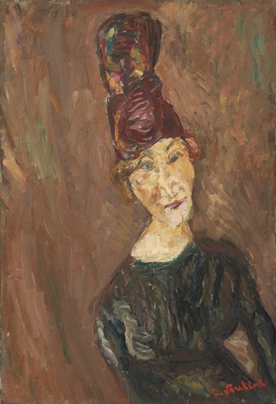 Nainen isolla hatulla, noin 1919 tekijältä Chaim Soutine