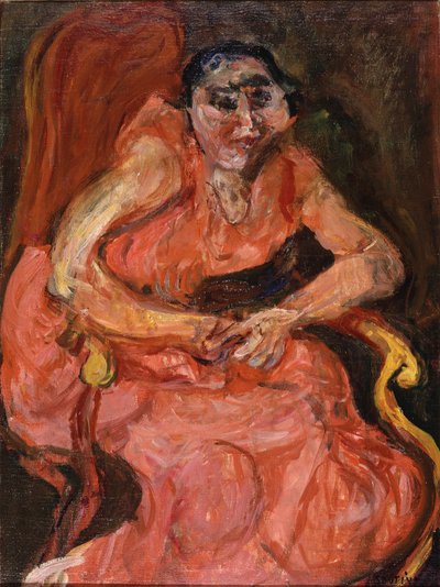 Nainen vaaleanpunaisessa, noin 1924 (öljy kankaalle) tekijältä Chaim Soutine