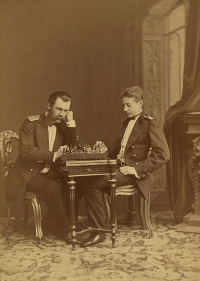 Constantin Nikolaievitch de Russie et Constantin Constantinovitch de Russie - Venäjän suurruhtinas Konstantin Nikolajevitš (1827-1892) ja Venäjän suurruhtinas Konstantin Konstantinovich (1858-1915), kirjoittanut Bergamasco, Charles (Karl) (1830-1896). Albu tekijältä Charles Bergamasco