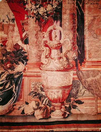 Tammikuu, Les Maisons Royalesin kuvakudossarjasta, tuotettu Louis XIV:n Gobelins Workshopissa (kuvakudos) (yksityiskohta 391182) tekijältä Charles (after) Le Brun
