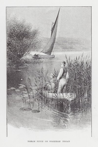 Kalastus: Bream Pitch on Wroxham Broad (litho) tekijältä Charles (after) Whymper