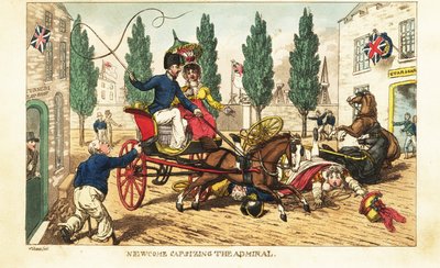 Midshipman Newcome törmäsi keikkansa amiraalin kahden hevoskärryyn Gosportissa tekijältä Charles (c.1797 1850) (after) Williams