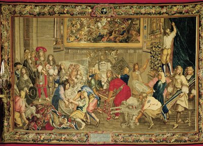 Ludvig XIV vierailee Gobelins-tehtaalla tekijältä Charles (studio of ) Le Brun