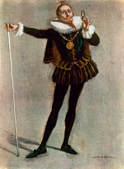Kahdestoista yö: Malvolio, herra Tree (väri litho) tekijältä Charles A. Buchel