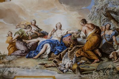 Loput Dianasta nymfien joukossa, Charles-Andre van Loo (1705-1765), fresko tekijältä Charles André van Loo