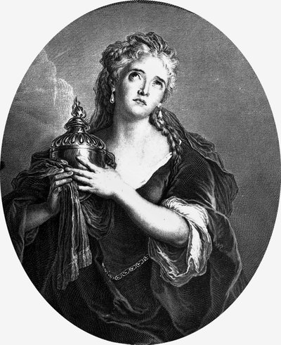 Adrienne Lecouvreur (1692-1730), ranskalainen näyttelijä "" Cornelia "" roolissa Pierre Corneillen "Mort de Pompee" -elokuvassa. tekijältä Charles Antoine (after) Coypel