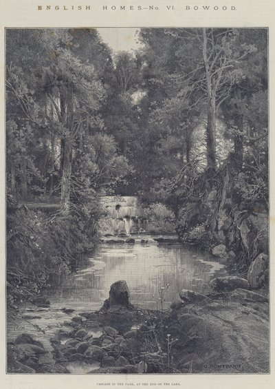 English Homes, Bowood, Cascade in the Park, End of the Lake tekijältä Charles Auguste Loye