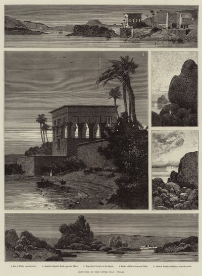 Luonnoksia Ylä-Niilistä, Philae tekijältä Charles Auguste Loye