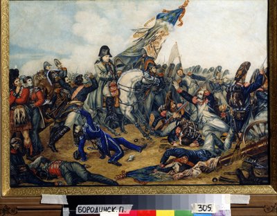Napoleon 1st (1769-1821) Waterloon taistelussa (Waterloon taistelu) 18. kesäkuuta 1815. Charles de Steubenin (1788-1856) maalaus. Akvarelli ja muste paperille, 40 x 55 cm tekijältä Charles Auguste Steuben