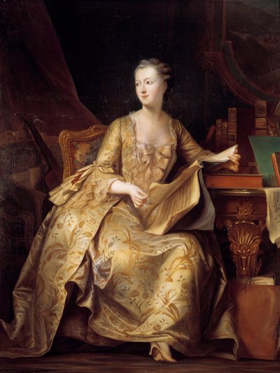 Jeanne Antoinette Poissonin muotokuva, rouva de Pompadour (tunnetaan nimellä Pompadourin markiisi) (1722-1764), jolla on musiikkikappale, Charles Auguste Steubenin (1788-1856) maalaus (ec.alle) 1800-luvun su. 1,65x1,32 m tekijältä Charles Auguste Steuben