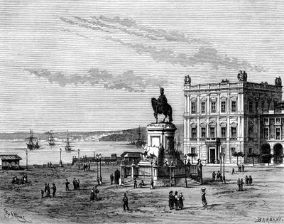 Commerce Square, Lissabon, Portugali, 1800-luku. tekijältä Charles Barbant