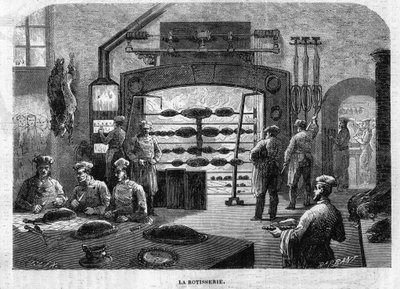 La Rotisserie des cuisines du Palais des Tuileries, vuonna 1864. F. Lixin ja Barbantin kaiverrus Moullinin piirroksesta. tekijältä Charles Barbant