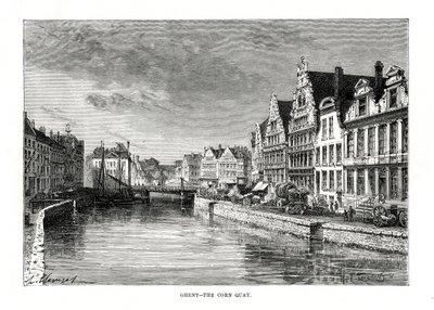 Corn Quay, Gent, Flanderi, Belgia, 1879 tekijältä Charles Barbant