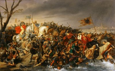 Ranskan Lothair voitti keisari Otto II:n Aisnen rannalla lokakuussa 978 tekijältä Charles Barthelemy Jean Durupt