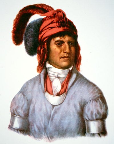 Ledagie, Creek-kansan päällikkö, maalauksesta vuodelta 1825 (värilitografia). tekijältä Charles Bird (after) King