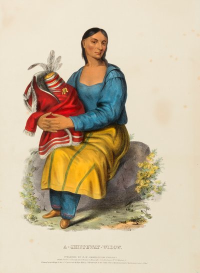 A CHIPPEWAY WIDOW., kirjasta History of the Indian Tribes of North America. tekijältä Charles Bird King