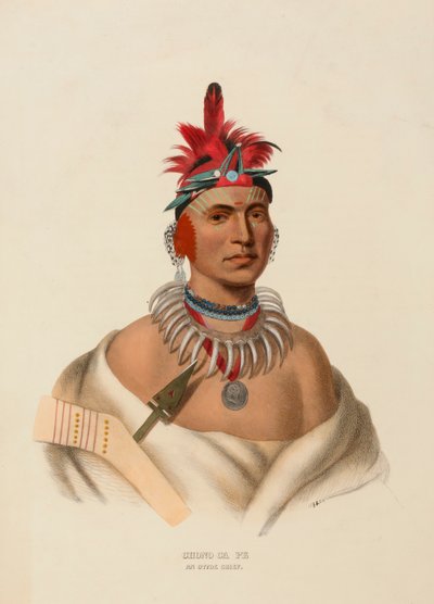 CHONO CA PE. AN OTTOE CHIEF., kirjasta History of the Indian Tribes of North America. tekijältä Charles Bird King